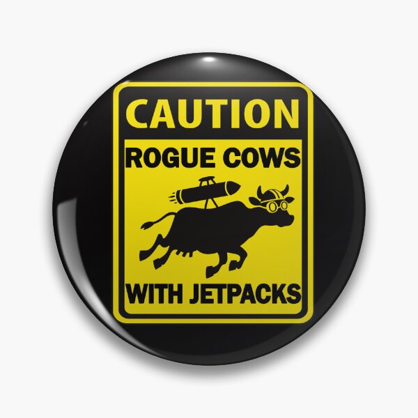 Item preview, Caution: Rogue Cows with Jetpacks – Hilarious Caution Sign Design designed and sold by CoolCrazyQuirky.
