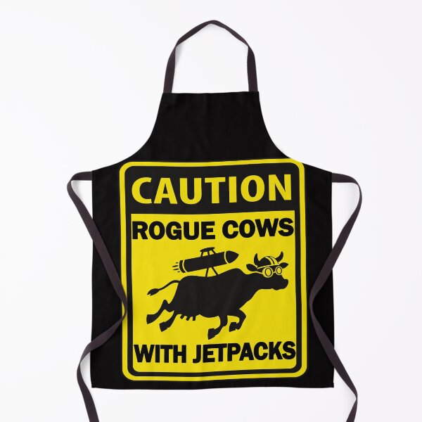 Item preview, Caution: Rogue Cows with Jetpacks – Hilarious Caution Sign Design designed and sold by CoolCrazyQuirky.