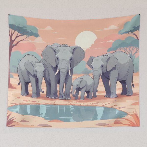 Item preview, Elephants at the Waterhole designed and sold by WildlifeInc.