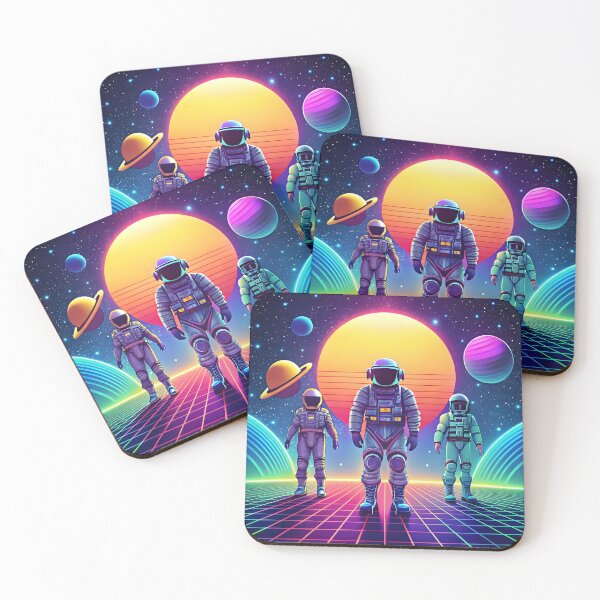 Item preview, Space Theme: A retro-futuristic design with planets, astronauts, and stars, set in a vivid gradient background with neon accents. designed and sold by DigitalArtByJoe.