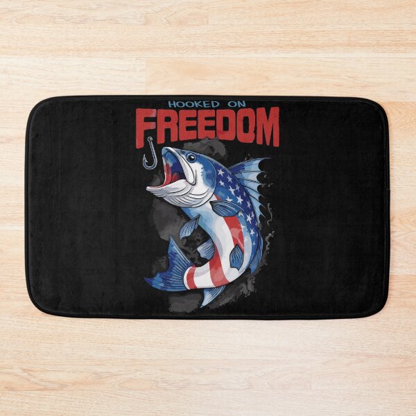 Item preview, American Flag Bass Fish Hooked on Freedom designed and sold by PerkyParakeet.