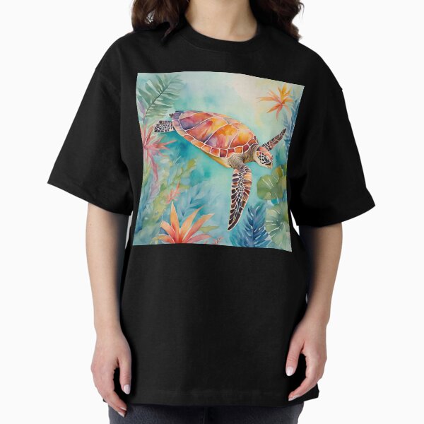Item preview, Seaturtle Teal Watercolor Tropical Sealife designed and sold by SeaStarAlex.