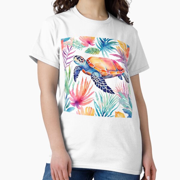 Item preview, Seaturtle Colorful Watercolor Tropical Sealife designed and sold by SeaStarAlex.