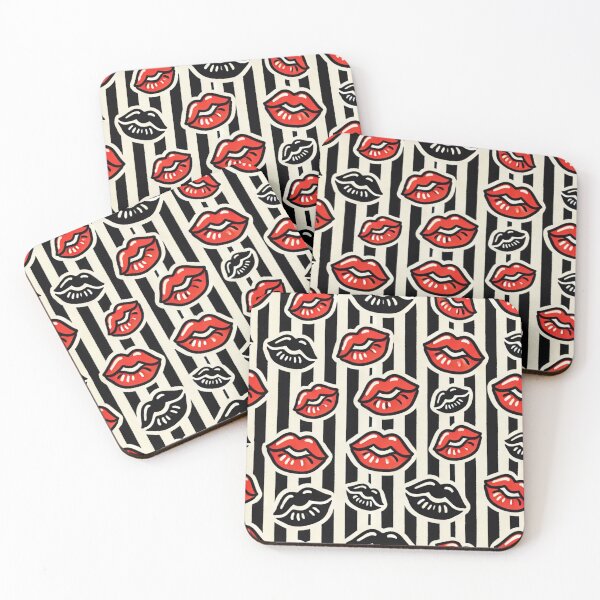Item preview, Black & White & Red Lips Pattern designed and sold by All4ROCK.