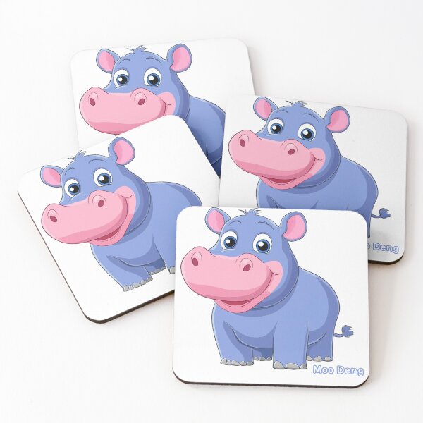 Item preview, A cartoonish blue and pink hippo with a smile on its face designed and sold by pacharadesign.