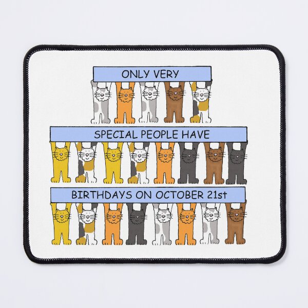 Item preview, October 21st Birthday Cartoon Cats Holding Banners designed and sold by KateTaylor.