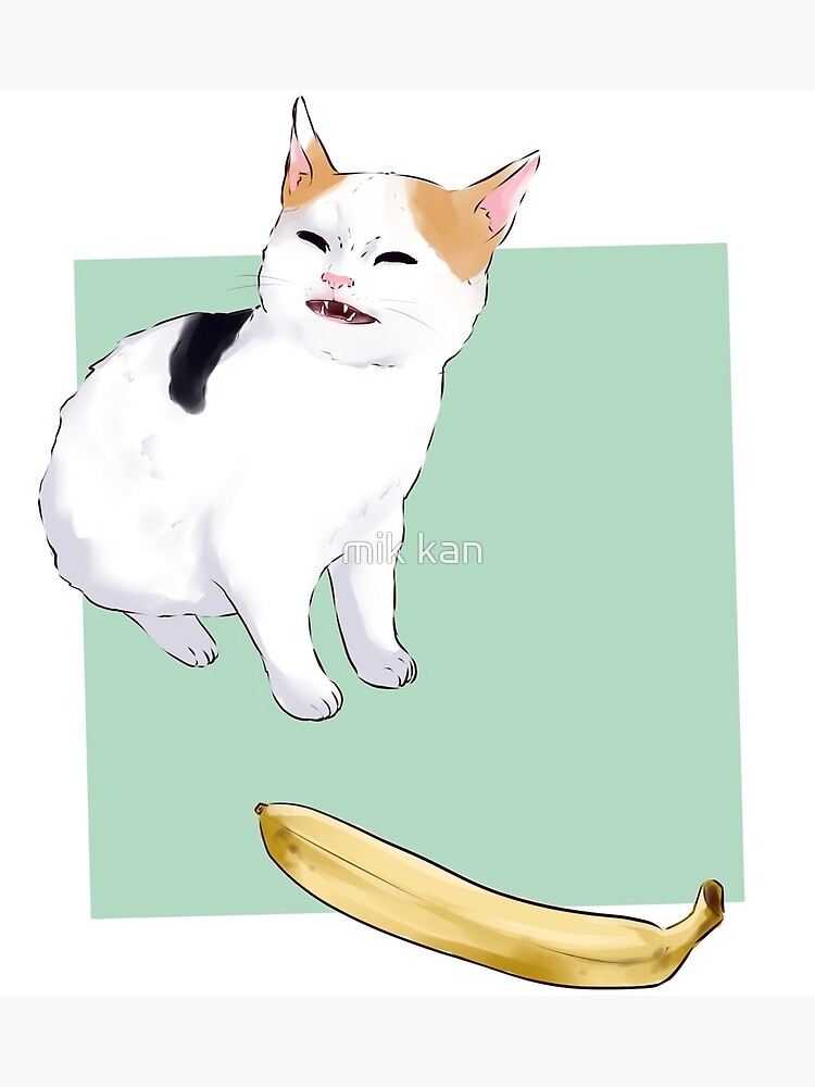 "He not like the banana angery banana cat meme catto" Framed Print by