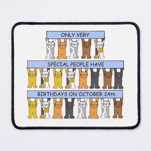 Item preview, October 24th Birthday Cartoon Cats Holding Banners designed and sold by KateTaylor.