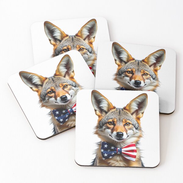 Item preview, Funny cool Coyote wearing a USA flag bow tie designed and sold by LazyOwlStore.