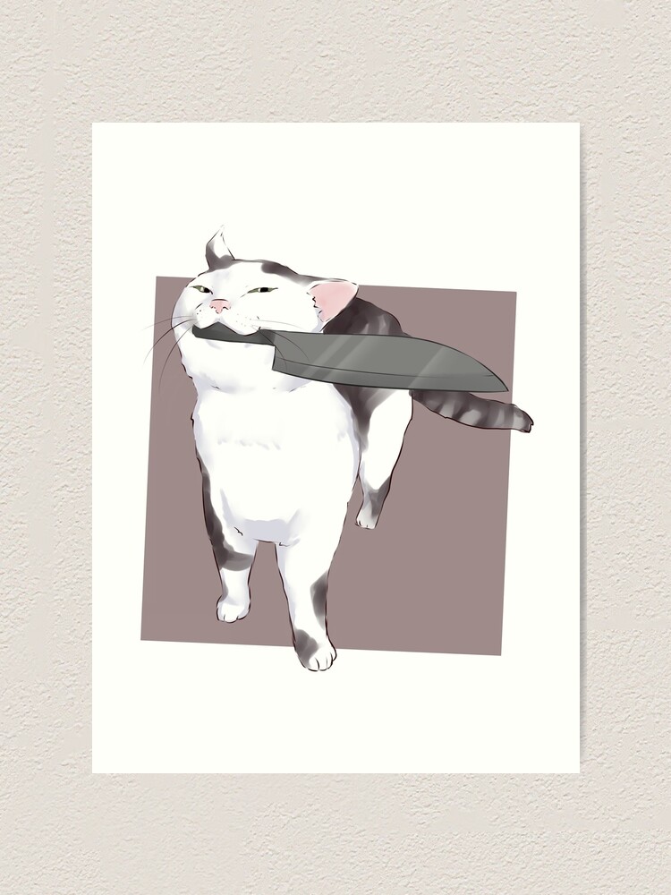 Impression artistique ''Smug Knife cat - no fucks catto meme&apos...