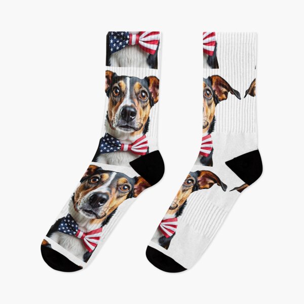 Item preview, Funny cool Dog wearing a USA flag bow tie designed and sold by LazyOwlStore.