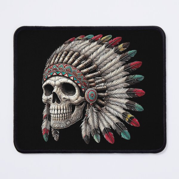 Item preview, Colorful Native American Chief Skull designed and sold by szidi04.