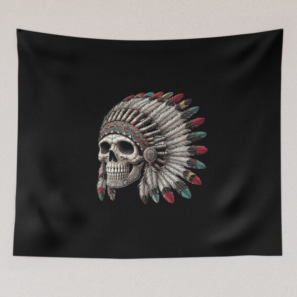 Item preview, Colorful Native American Chief Skull designed and sold by szidi04.