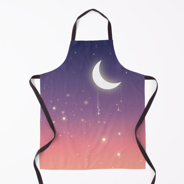 Item preview, Moon and star dust on a night sky gradient blue to peachy-coral designed and sold by Moody Moon.