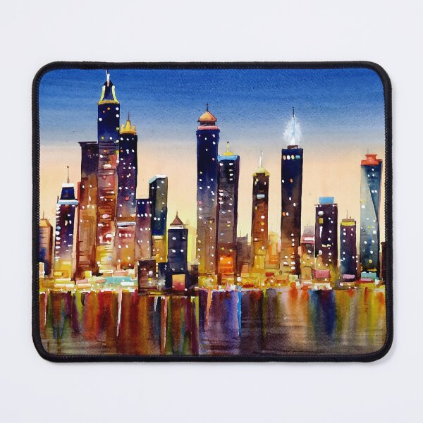 Item preview, watercolor night city skyline designed and sold by SamirArt.