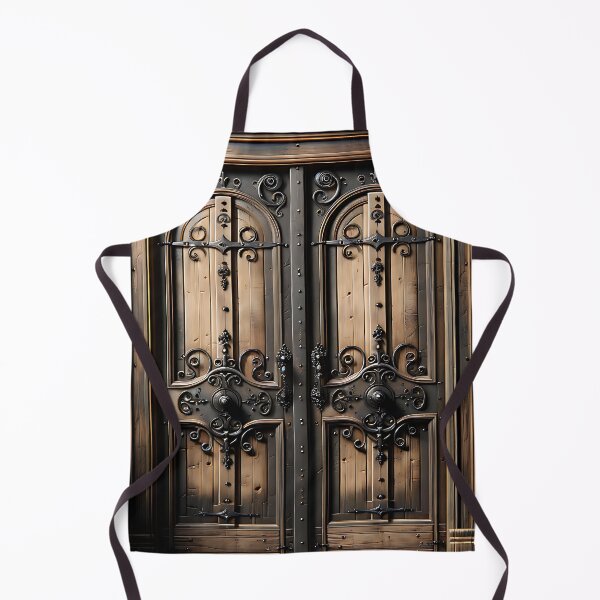 Item preview, Antique Rustic Wooden Door With Ornate Gothic Wrought Iron Hardware designed and sold by DrewRomeoCo.