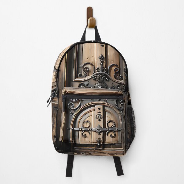 Item preview, Antique Rustic Wooden Door With Ornate Gothic Wrought Iron Hardware designed and sold by DrewRomeoCo.