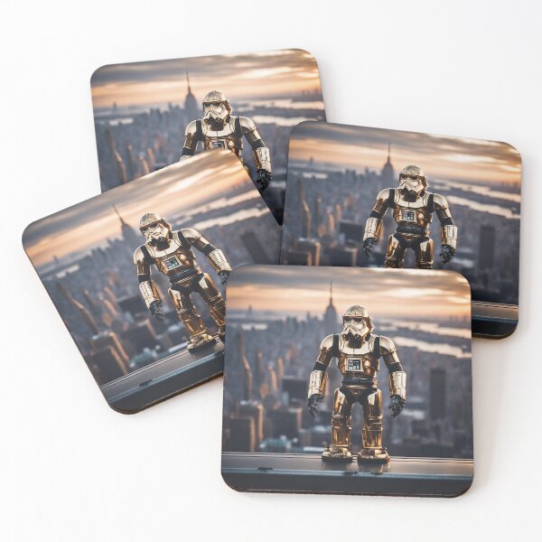 Item preview, Golden retro robot in the New York dusk  designed and sold by ADP76.
