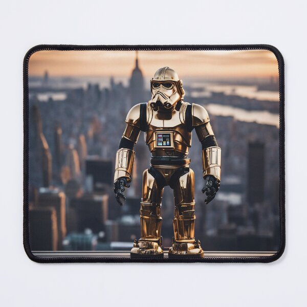 Item preview, Golden retro robot in the New York dusk  designed and sold by ADP76.