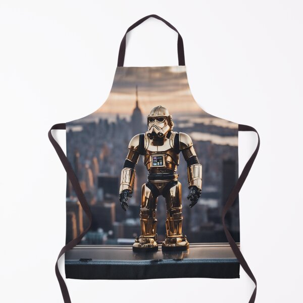 Item preview, Golden retro robot in the New York dusk designed and sold by ADP76.