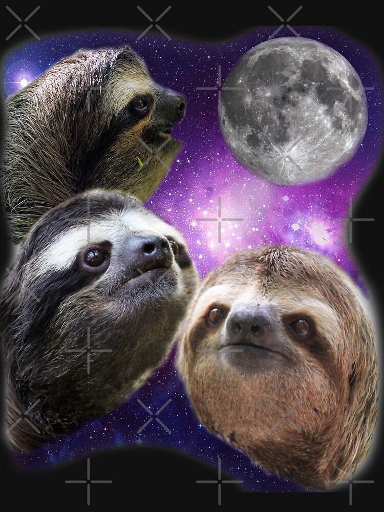 Sloth - Three Sloth Howling Moon Funny Parody T-Shirt