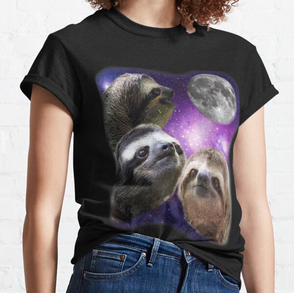 Three Sloths Howling At The Moon Funny Parody T-Shirt Classic T-Shirt