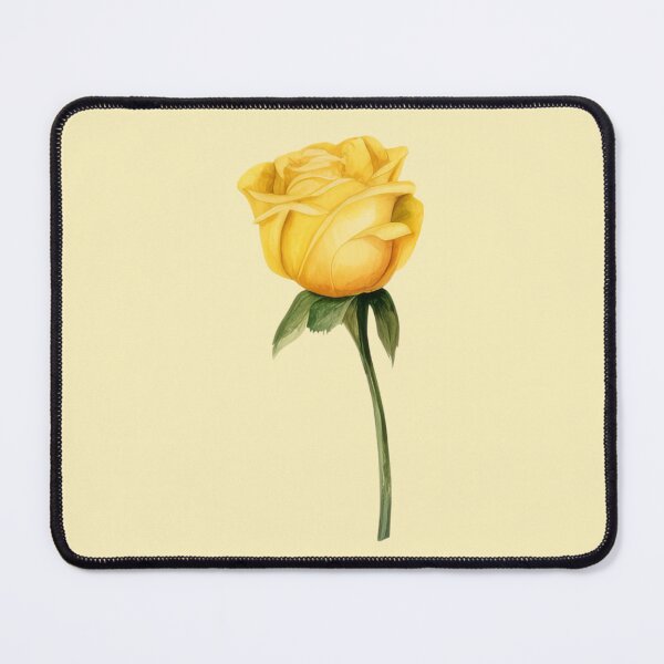 Item preview, single Yellow rose stem watercolor art designed and sold by EmeraldeaArt.