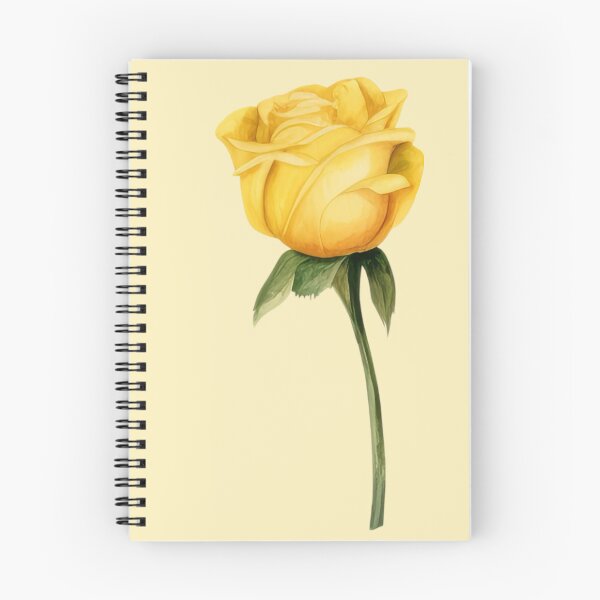 Item preview, single Yellow rose stem watercolor art designed and sold by EmeraldeaArt.