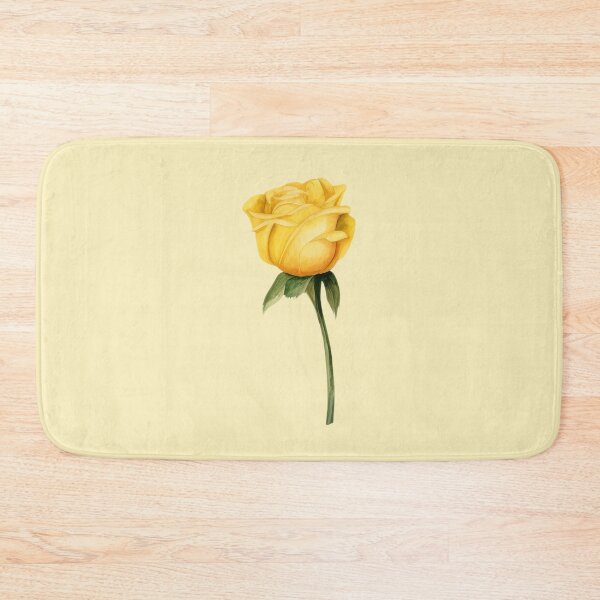 Item preview, single Yellow rose stem watercolor art designed and sold by EmeraldeaArt.