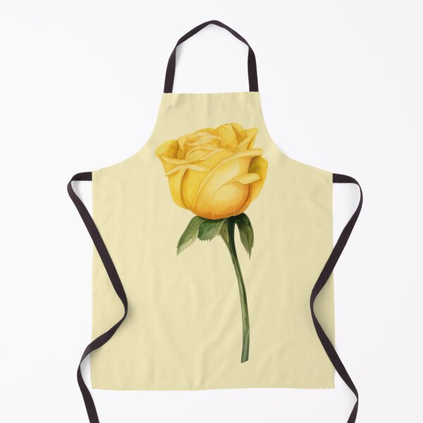 Item preview, single Yellow rose stem watercolor art designed and sold by EmeraldeaArt.