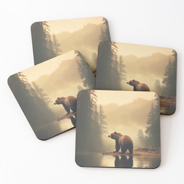 Item preview, Bear by the river. Mysterious nature. Animal art designed and sold by GiriaGallery.