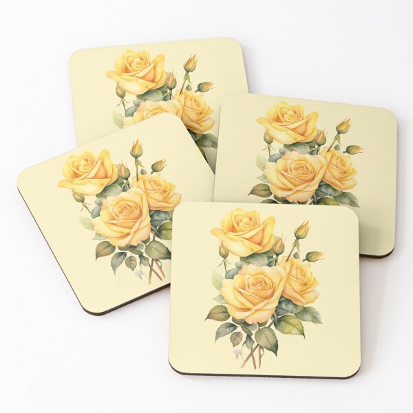 Item preview, yellow rose bouquet watercolor designed and sold by EmeraldeaArt.