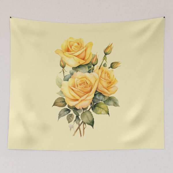 Item preview, yellow rose bouquet watercolor designed and sold by EmeraldeaArt.