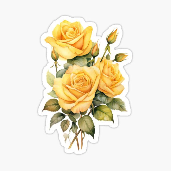 Item preview, yellow rose bouquet watercolor designed and sold by EmeraldeaArt.