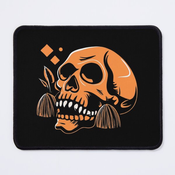 Artikelvorschau, Kräftiges orangefarbenes Totenkopf-Design – Gothic-Halloween-Kunst mit floralen Elementen entworfen und verkauft von artsyier.