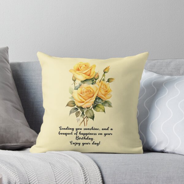 Item preview, Yellow Rose bouquet with Happy Birthday message designed and sold by EmeraldeaArt.