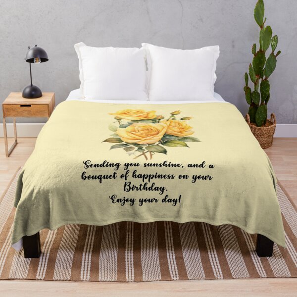 Item preview, Yellow Rose bouquet with Happy Birthday message designed and sold by EmeraldeaArt.