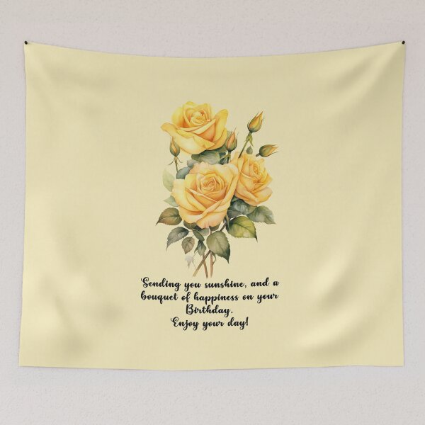 Item preview, Yellow Rose bouquet with Happy Birthday message designed and sold by EmeraldeaArt.