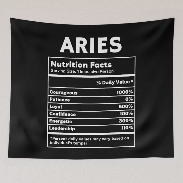 Item preview, Aries Horoscope Funny Nutritional Facts Gifts designed and sold by SpeakSarcasm.