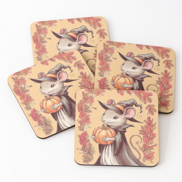 Item preview, a cute mouse dressed as a witch, holding a small pumpkin. designed and sold by 123ks.