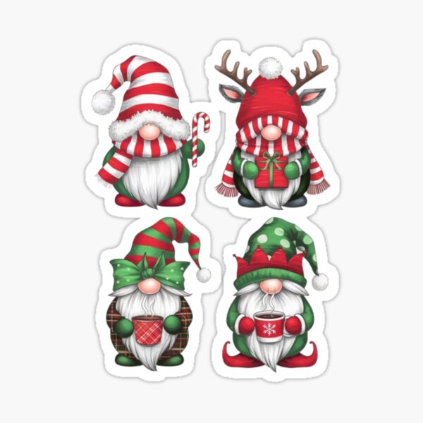 Item preview, A whimsical and festive illustration of four gnomes dressed up in unique Christmas-themed outfits designed and sold by 123ks.