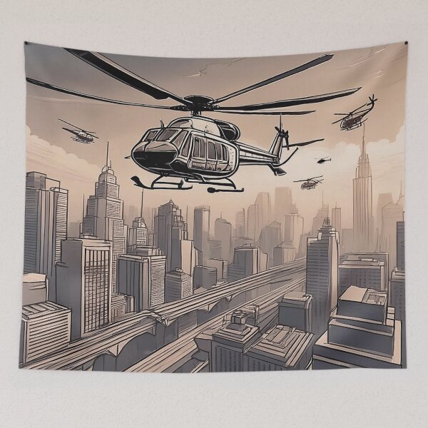 Item preview, Helicopters Over Urban Cityscape designed and sold by RaiyaTees.