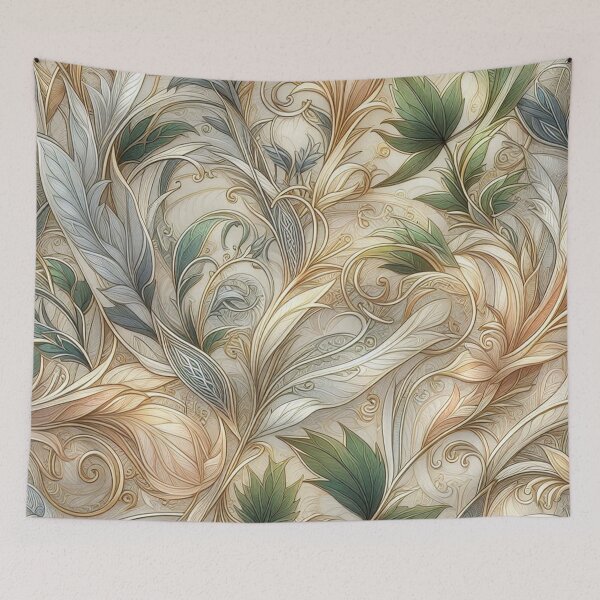 Item preview, Intricate Tapestry of Nature A Symphony of Leaves and Gold designed and sold by TeslaSt0re.