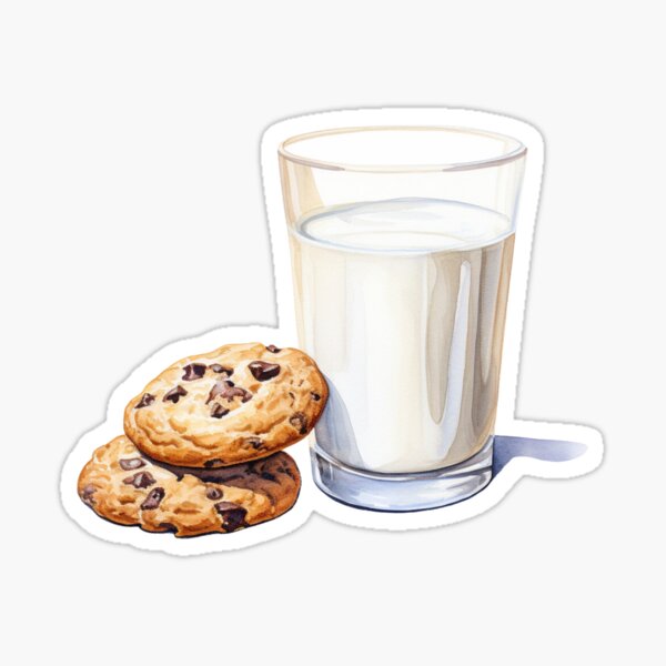 Item preview, Water color drawing of cookies and milk designed and sold by LazyOtterPrints.