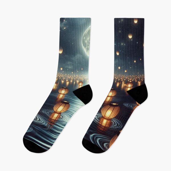 Item preview, A Celestial Reflection A Moonlit Sea of Lanterns designed and sold by TeslaSt0re.