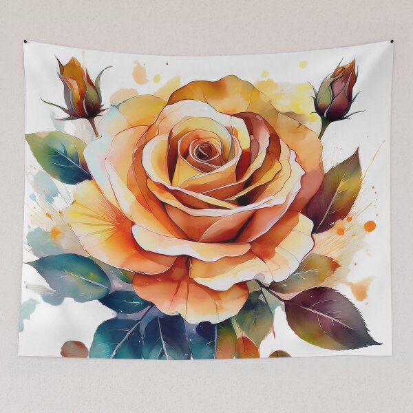 Item preview, Elegant Orange Rose with Watercolour Accents designed and sold by RaiyaTees.