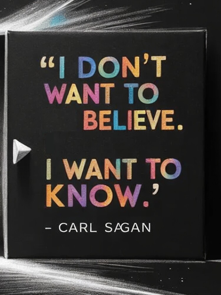 Thumbnail 5 of 5, Graphic T-Shirt, 'I don’t want to believe. I want to know.' – Carl Sagan designed and sold by eXtraHumans.