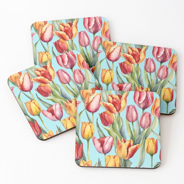 Item preview, Beauty of Colorful Tulip Flowers Watercolor Painting  designed and sold by Juana-.