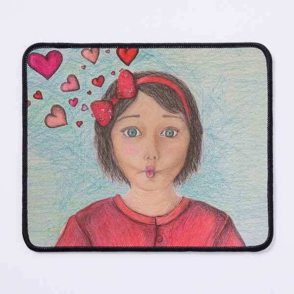 Item preview, Girl giving a kissy face with hearts designed and sold by Netkush.