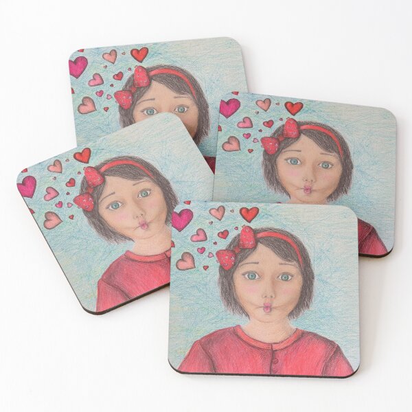 Item preview, Girl giving a kissy face with hearts designed and sold by Netkush.